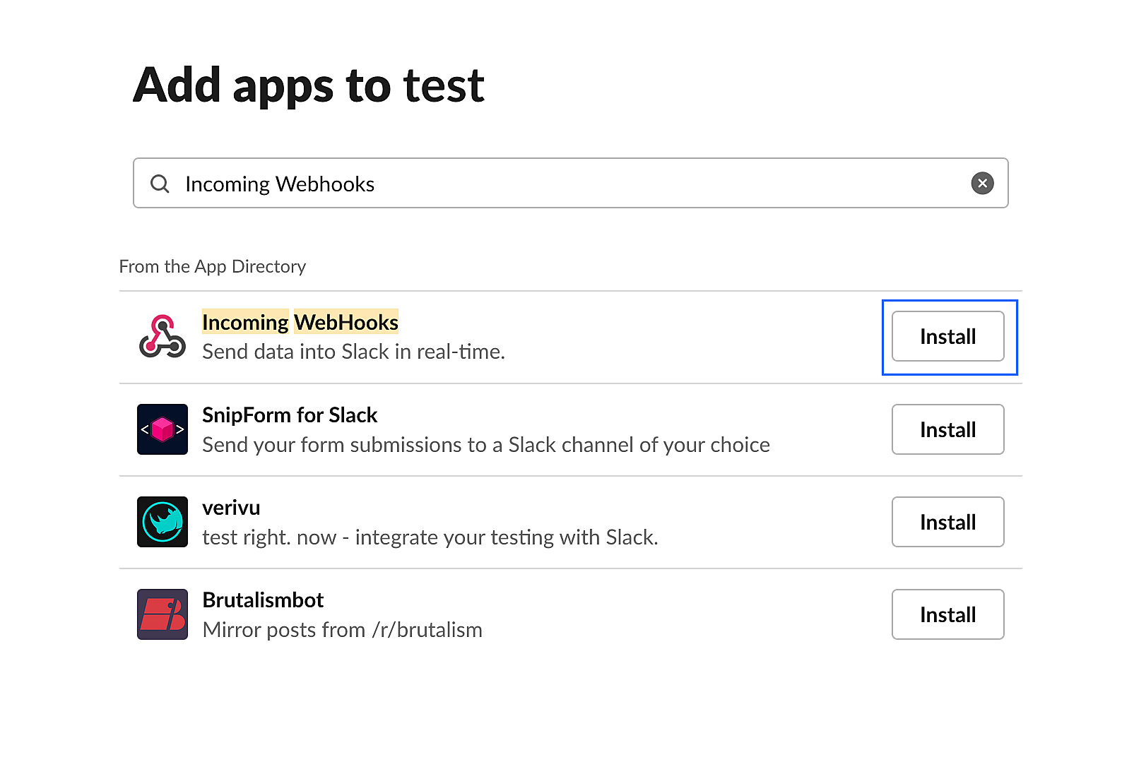 在 webhooks 中添加应用