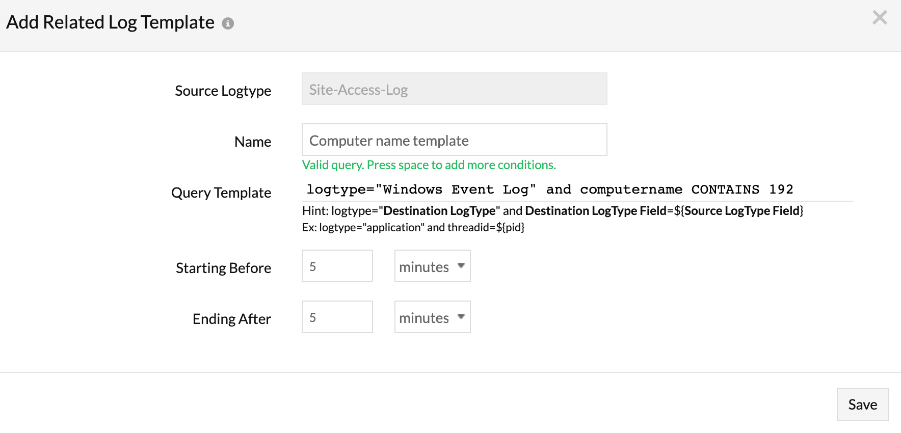 add-related-log-template 添加关联日志模板