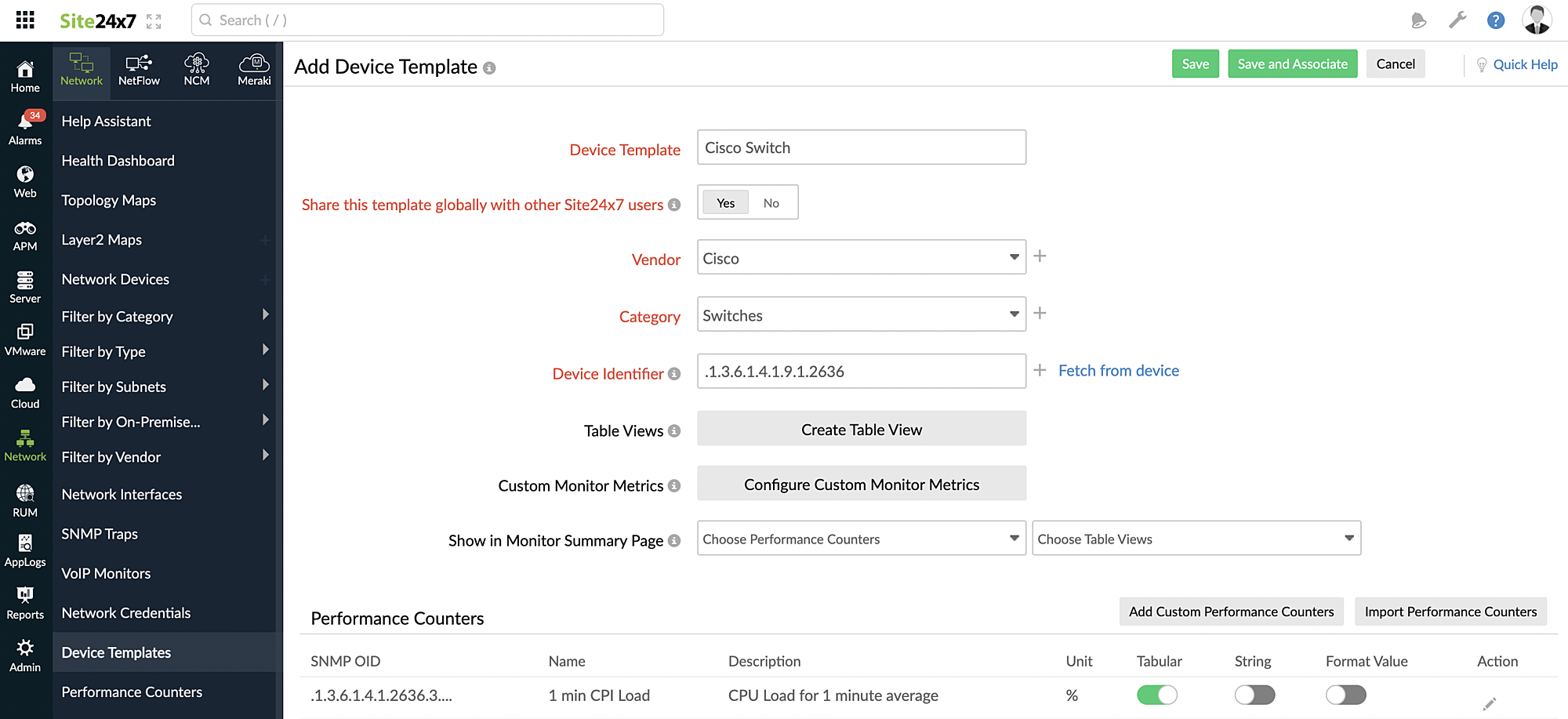 adding-device-template 在 Site24x7 中添加设备模板