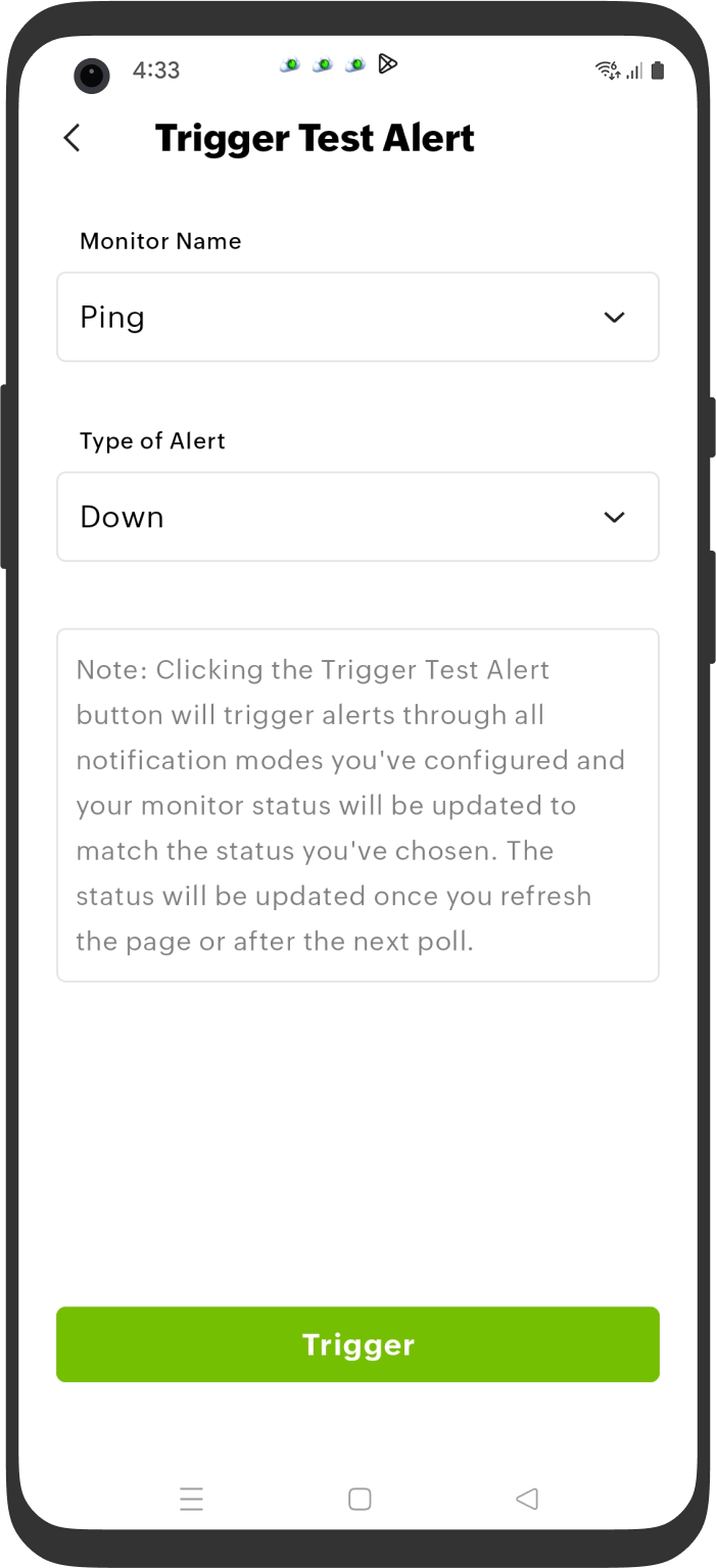 Trigger test alert 触发测试告警