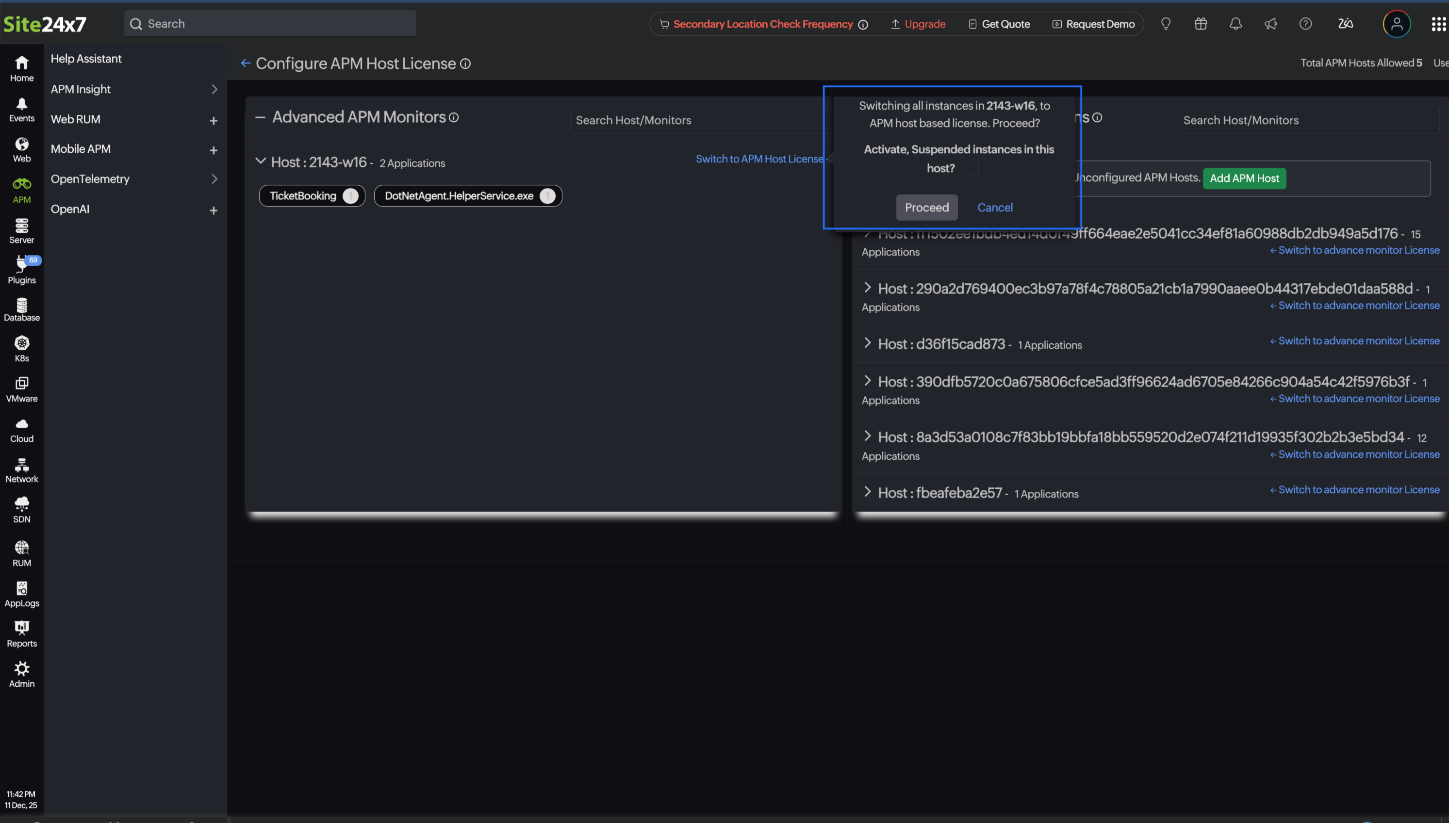APM Host License Configuration Popup APM 主机许可证配置弹窗