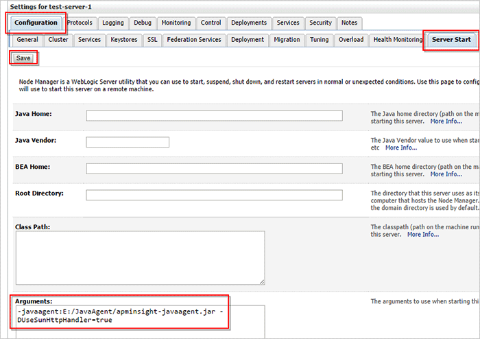 Install APM Insight Java agent in Weblogic