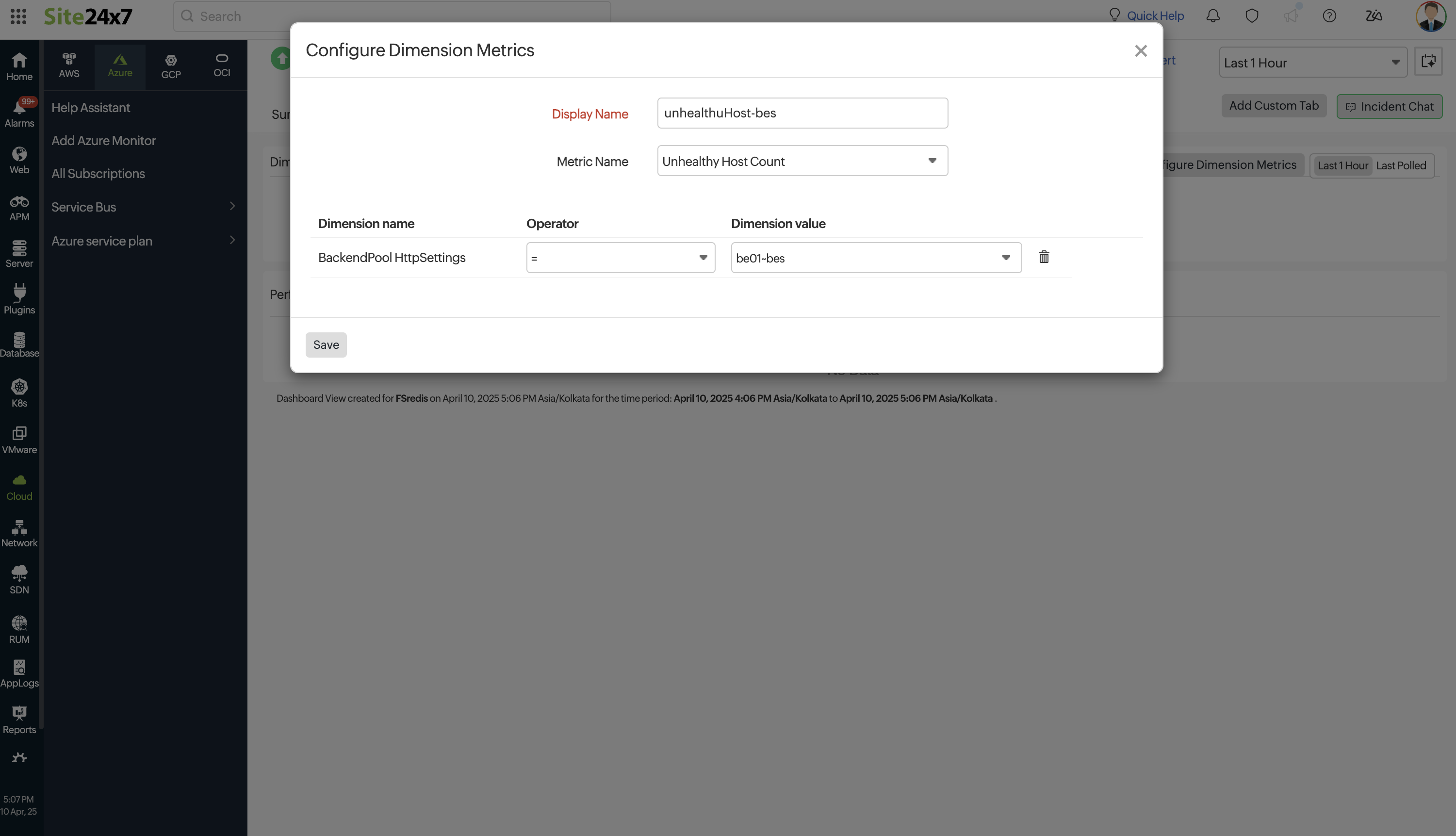 Configure Dimension Metrics 配置维度指标