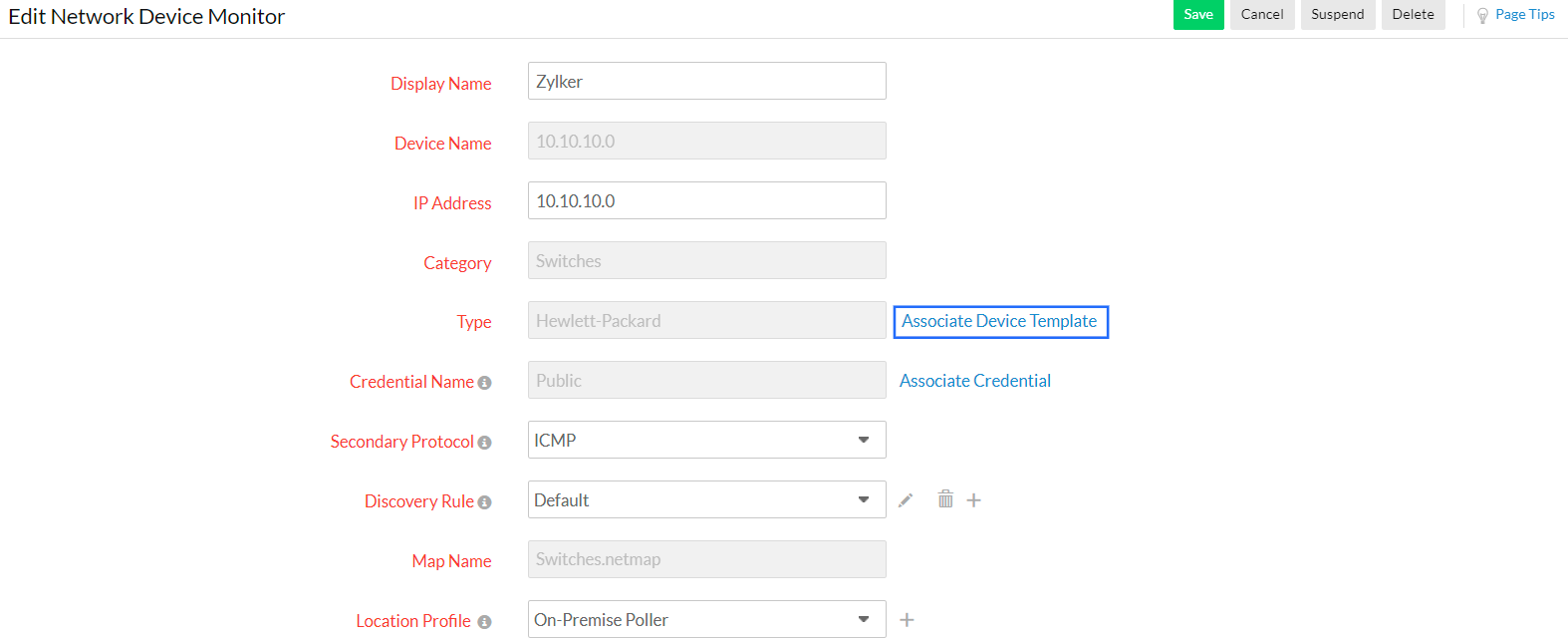associating-device-templates 如何在 Site24x7 网络监控中关联设备模板