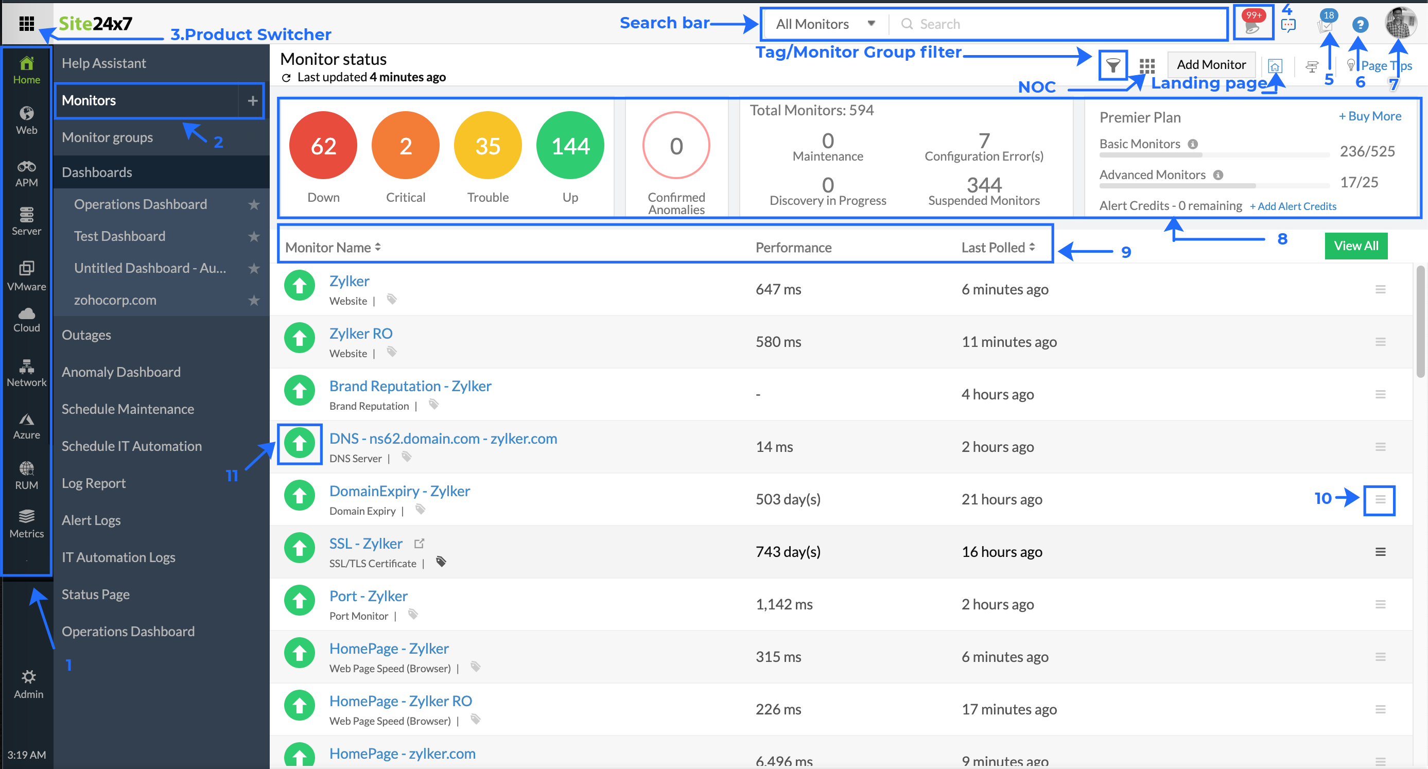 Site24x7 Control Panel Online Help Site24x7