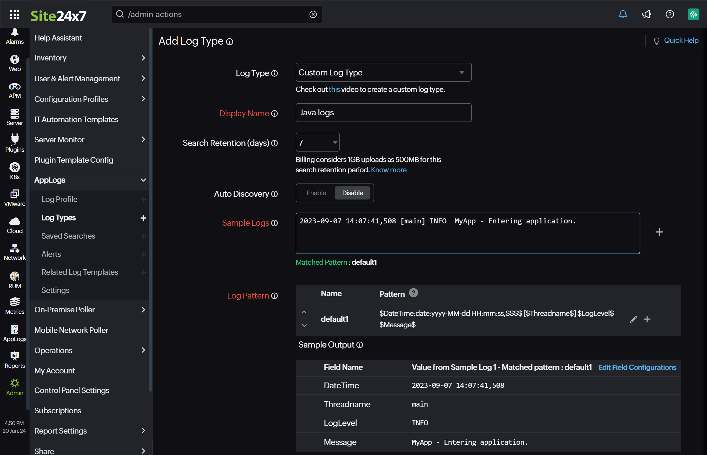 AWS 自定义应用程序日志