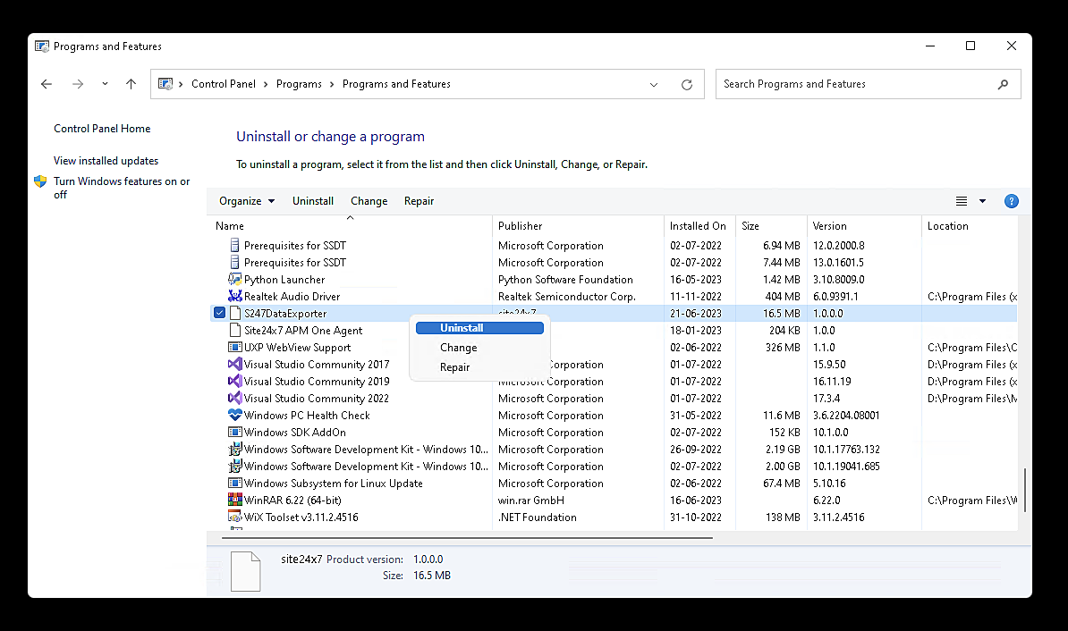 dataexp-windows-uninstall DataExporter Windows uninstall