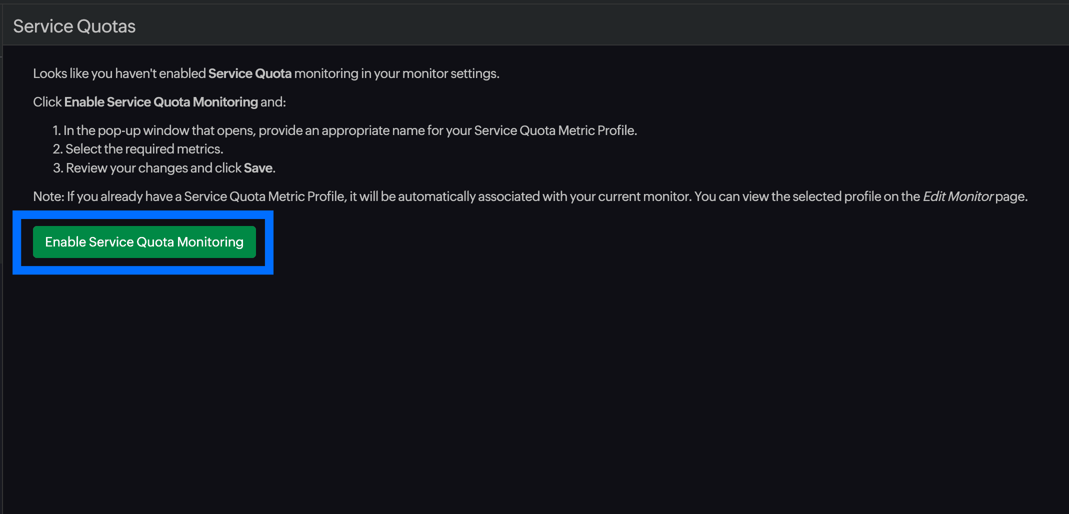 Enable Service Quota 启用服务配额