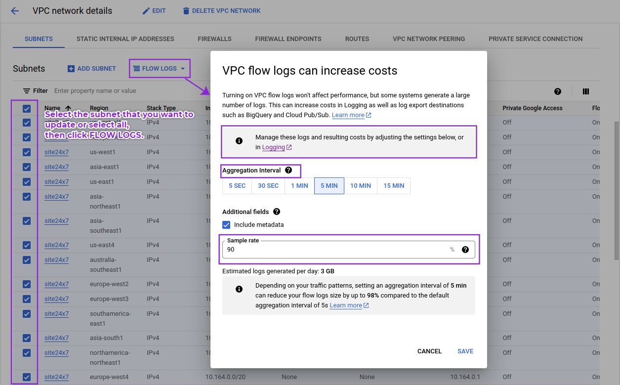 gcp-vpc-flow-logs GCP VPC 流日志