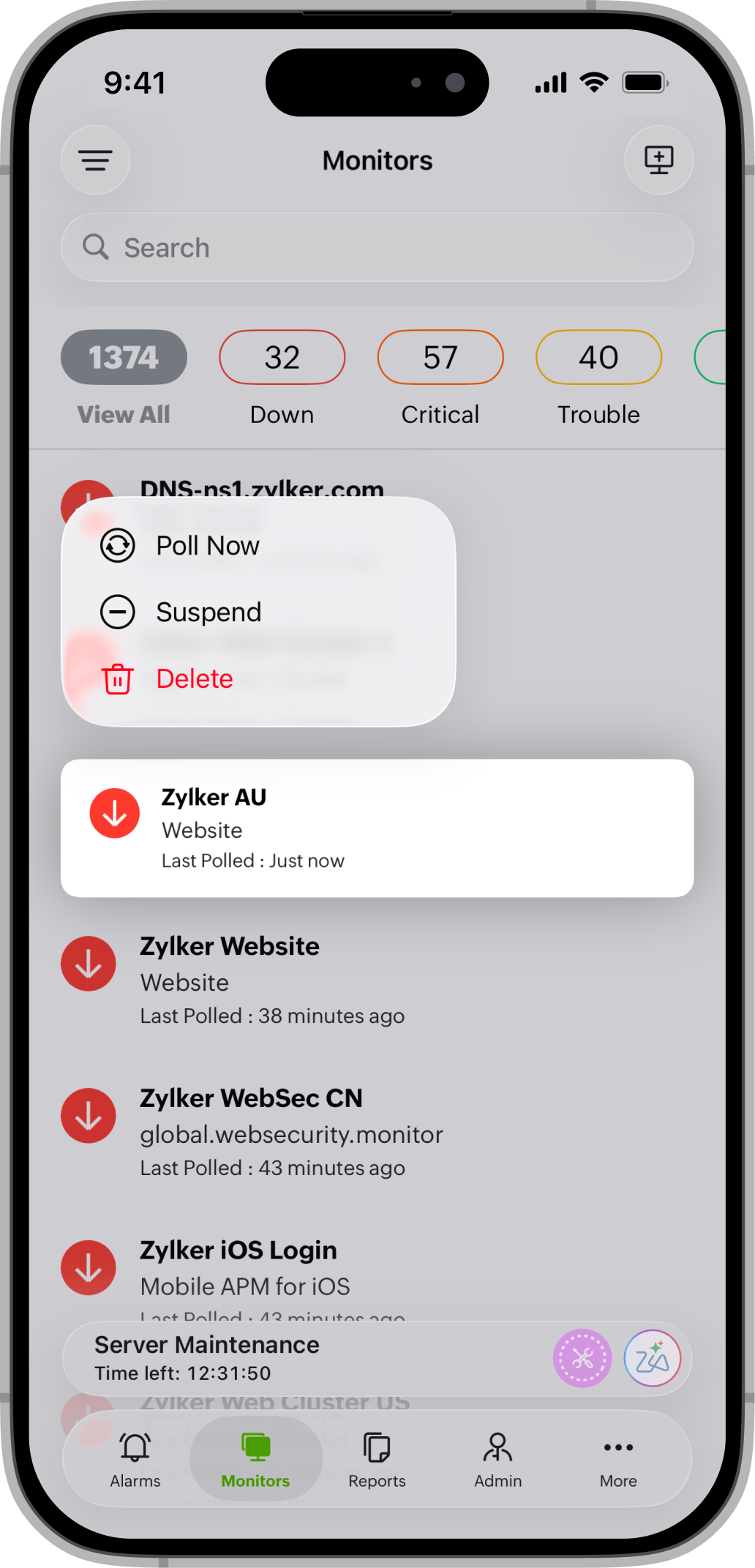 Monitor Options iOS iOS 监视器选项