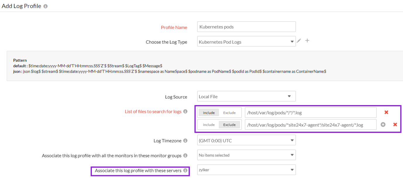 kubernetes-logprofile Kubernetes 日志配置文件