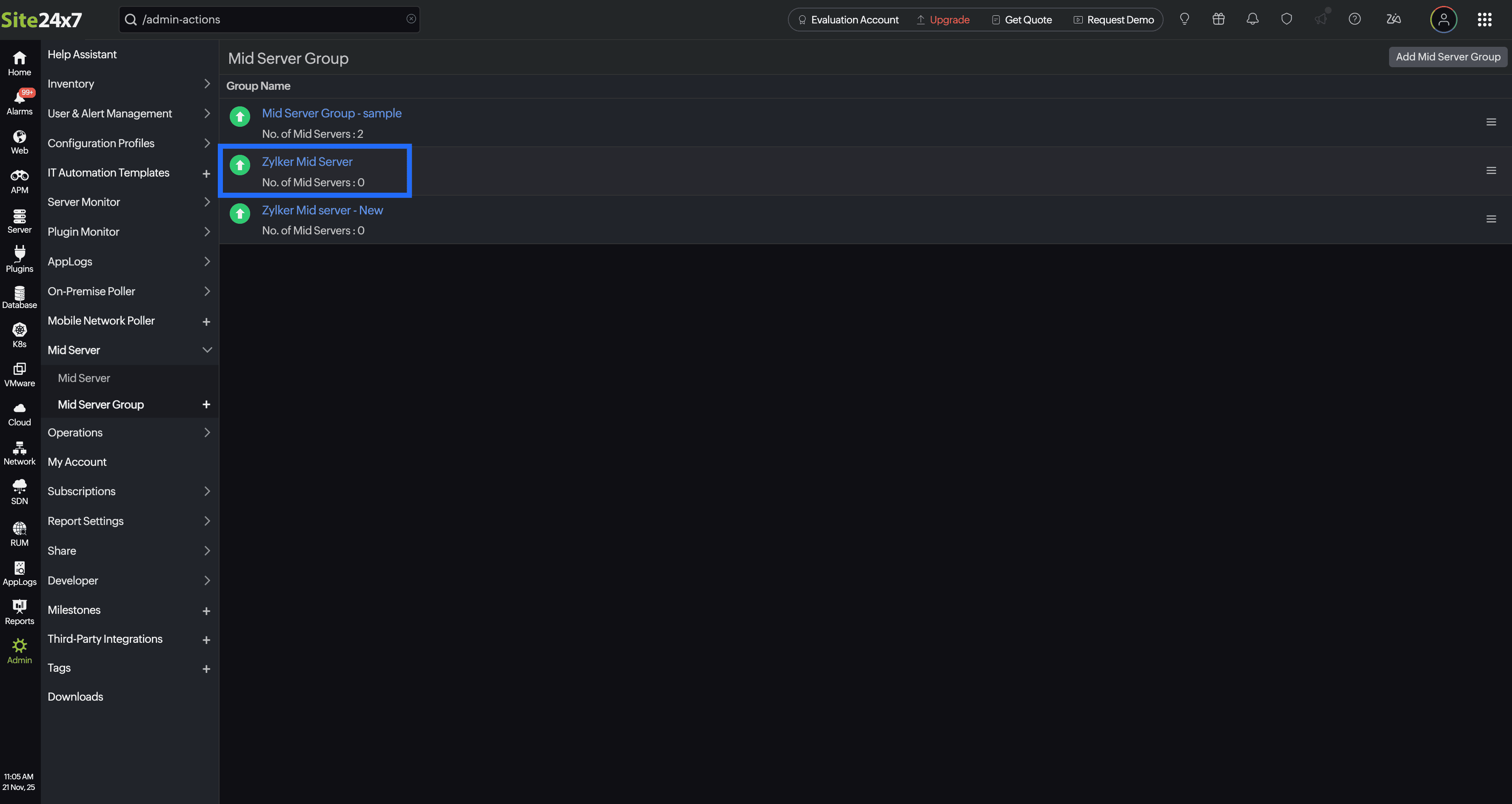 List Mid-servers Mid-server 列表