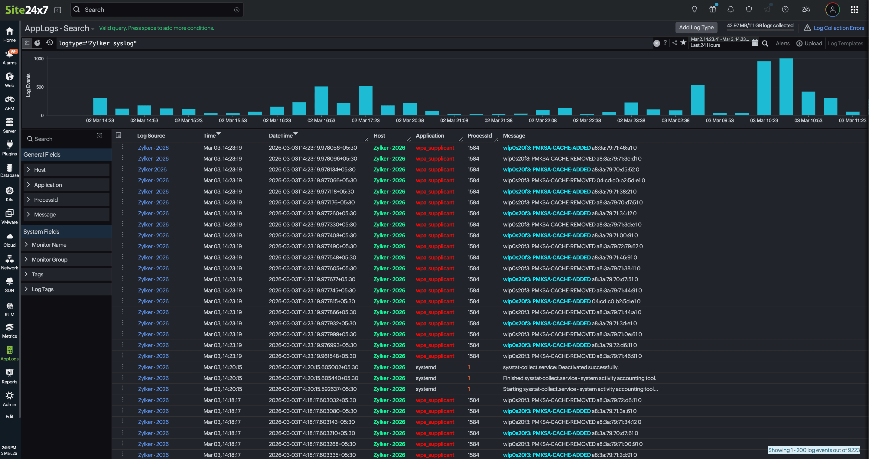 Colors applied in log search 日志搜索中应用的颜色