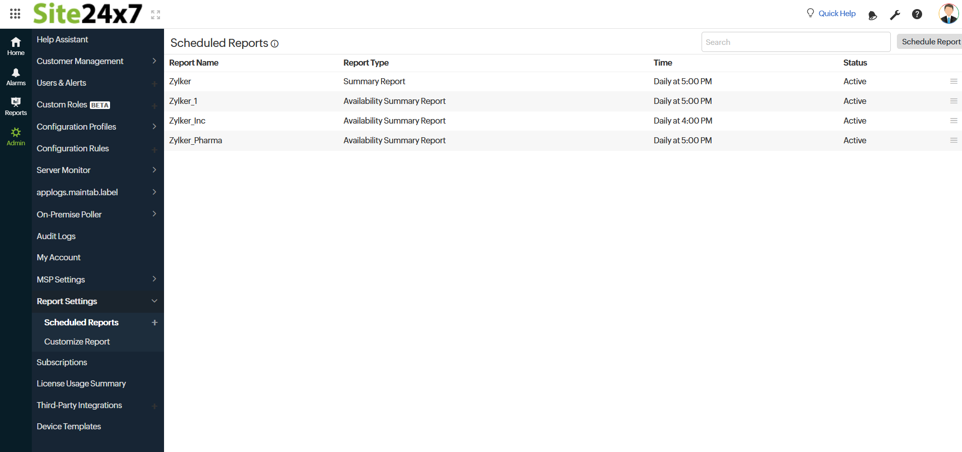 MSP - Scheduled Report Summary MSP - Scheduled Report Summary