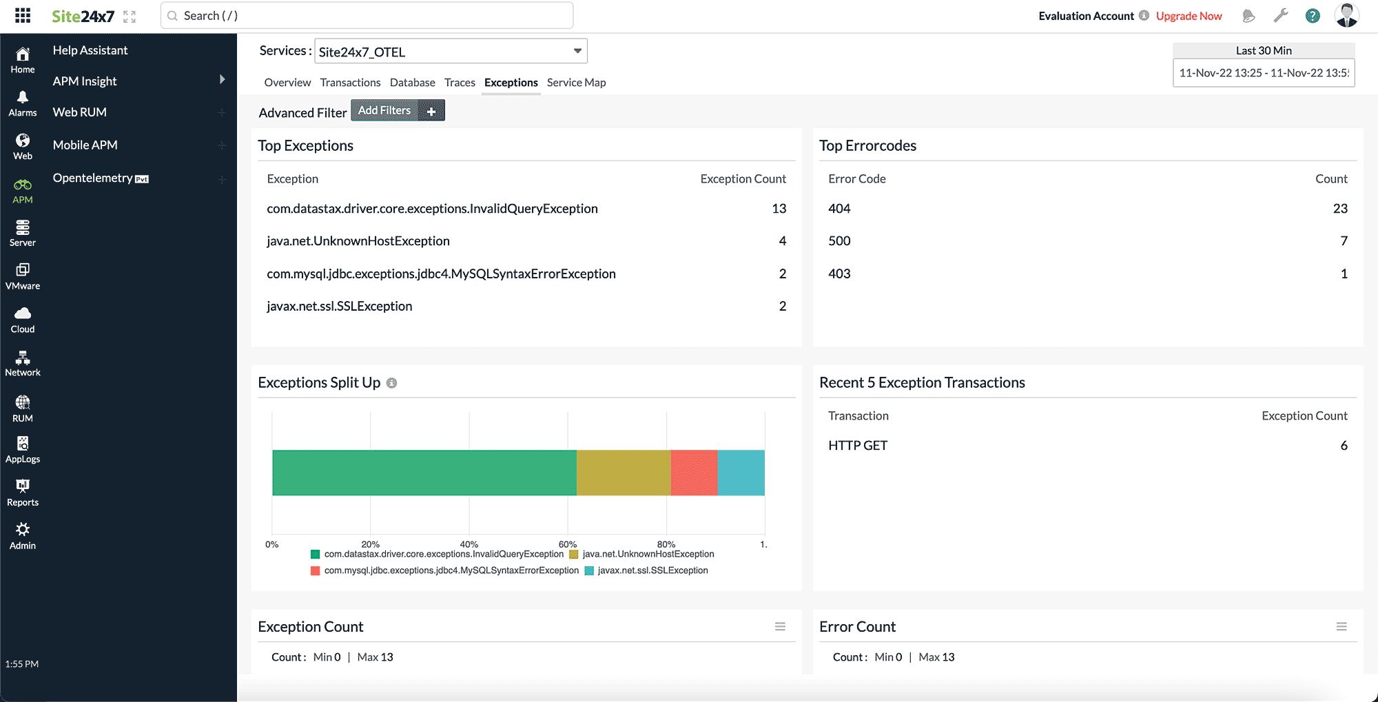 otel-exceptions-tab OpenTelemetry 的异常选项卡