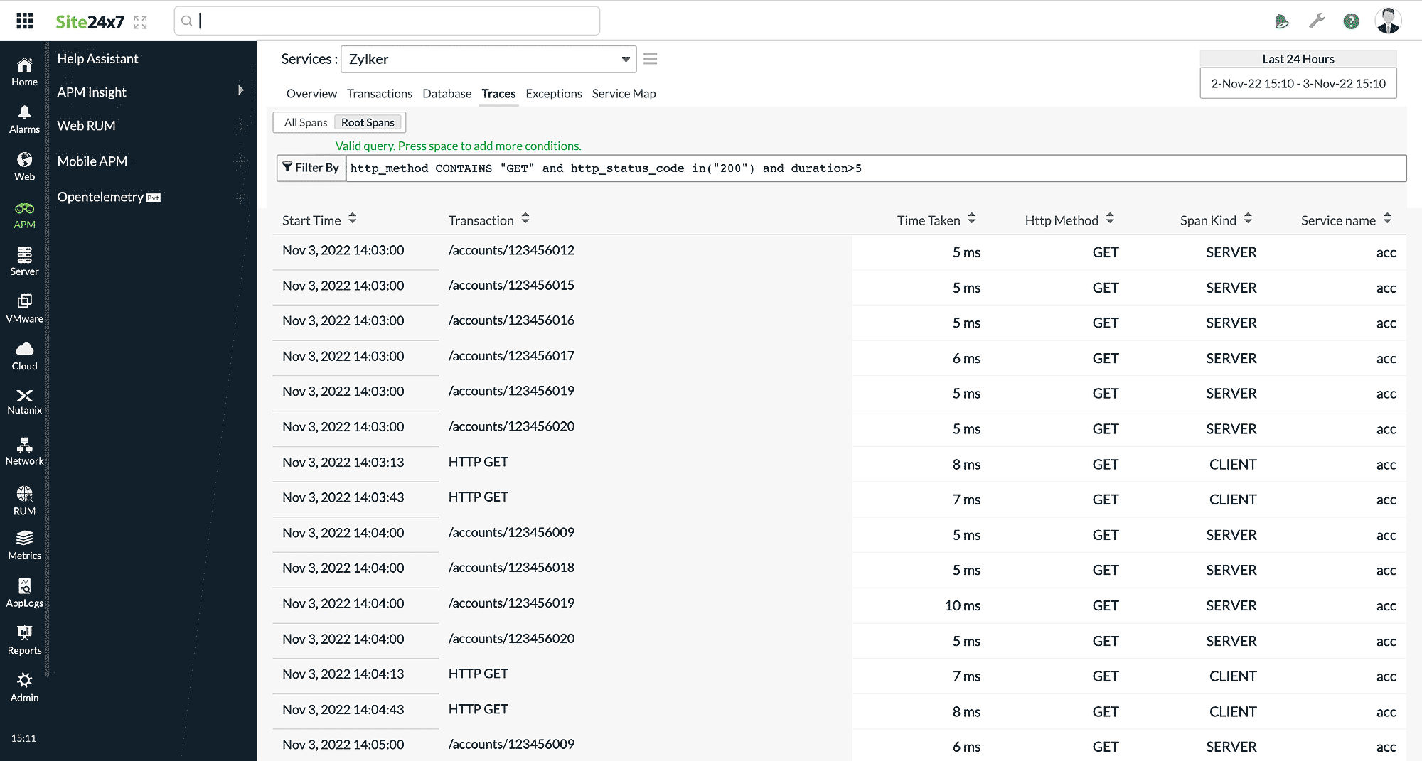 otel-traces-filter-by OpenTelemetry 追踪选项卡中的筛选条件选项