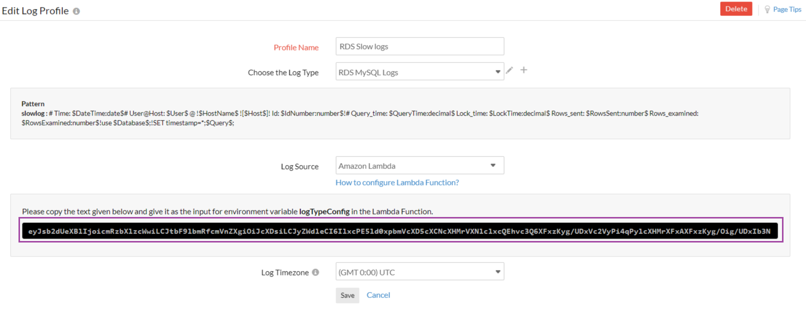 rds-log-profile Log profile