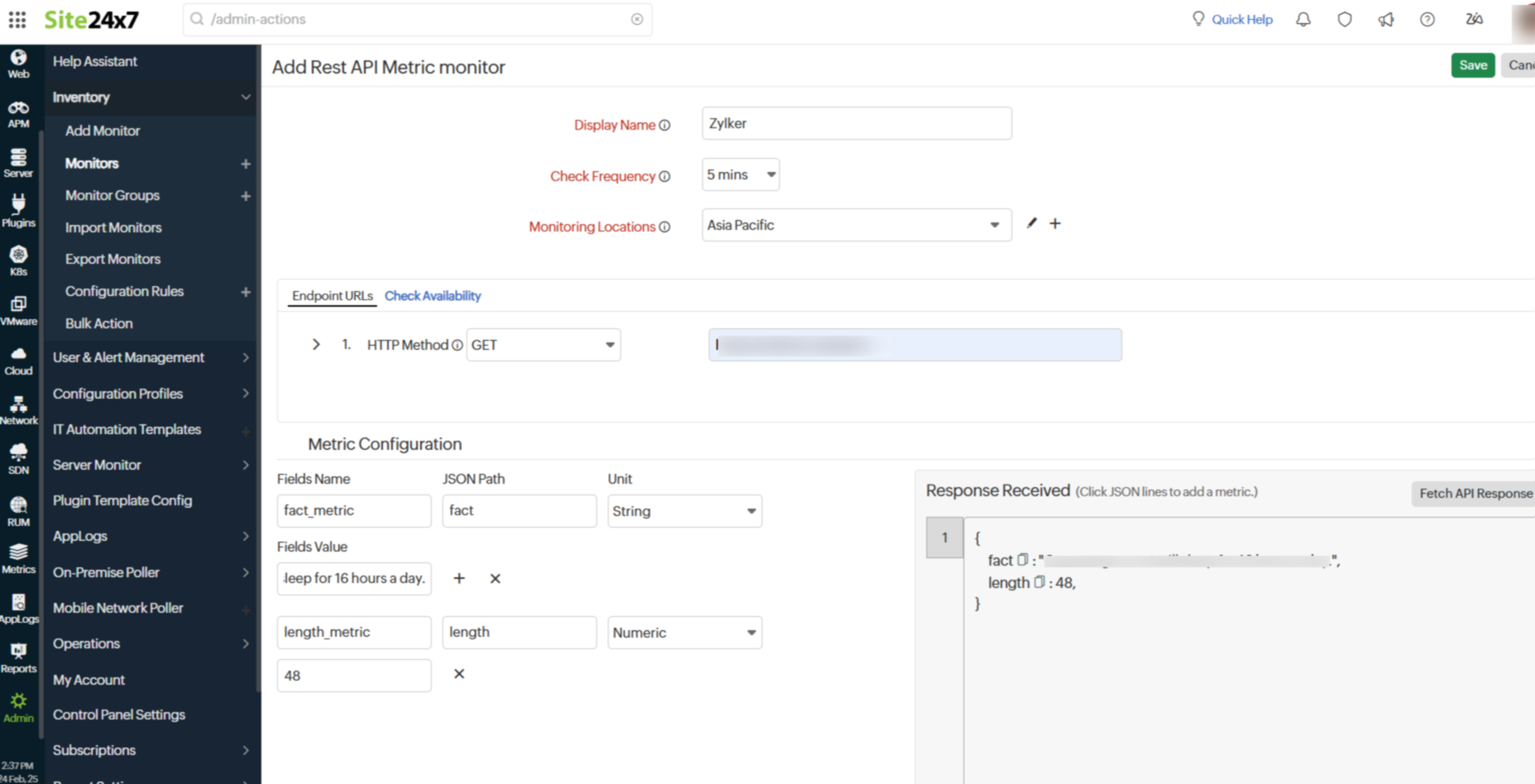 Add REST API Metric Monitor 添加 REST API 指标监视器