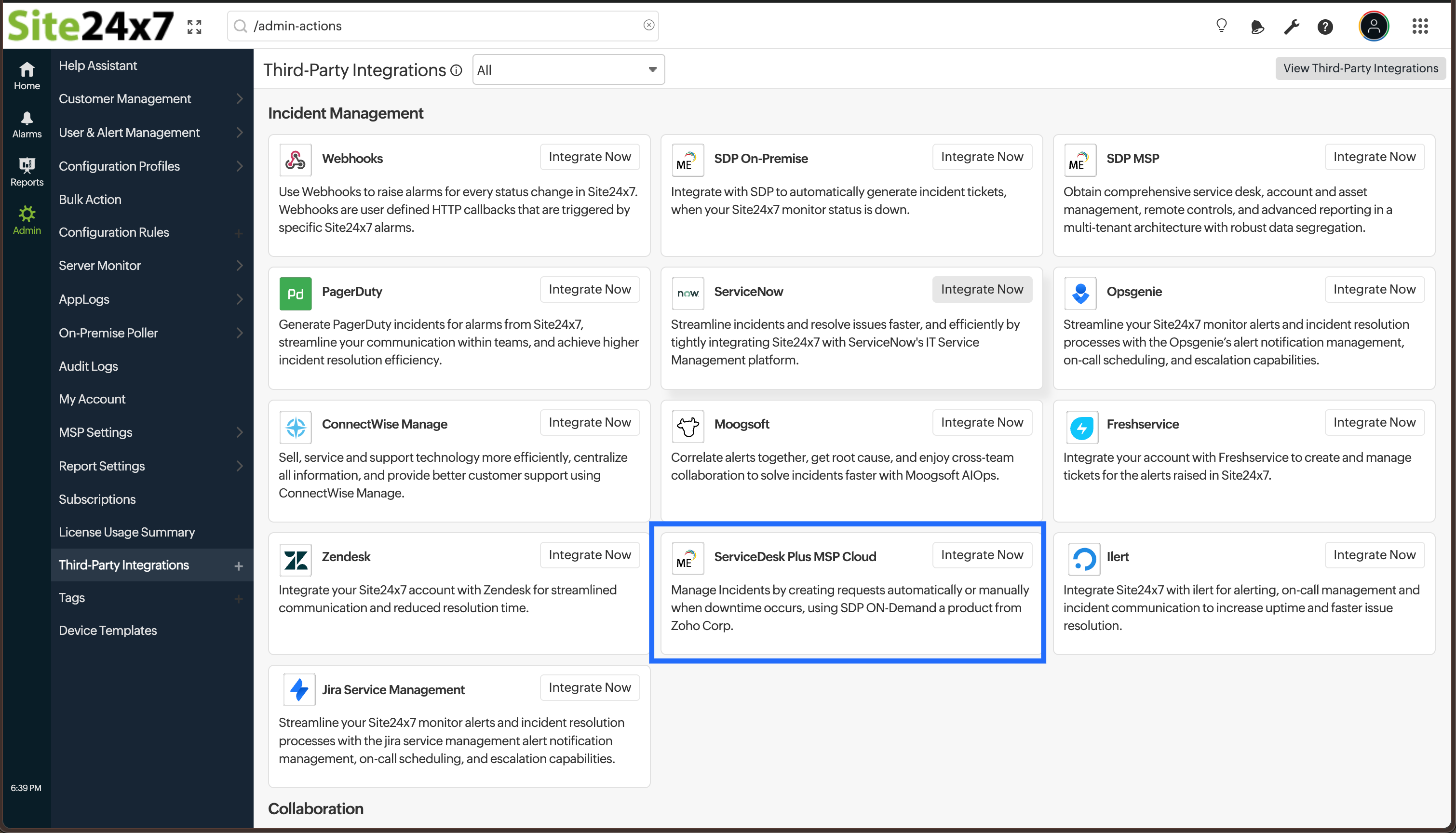 View third-party integrations 查看第三方集成