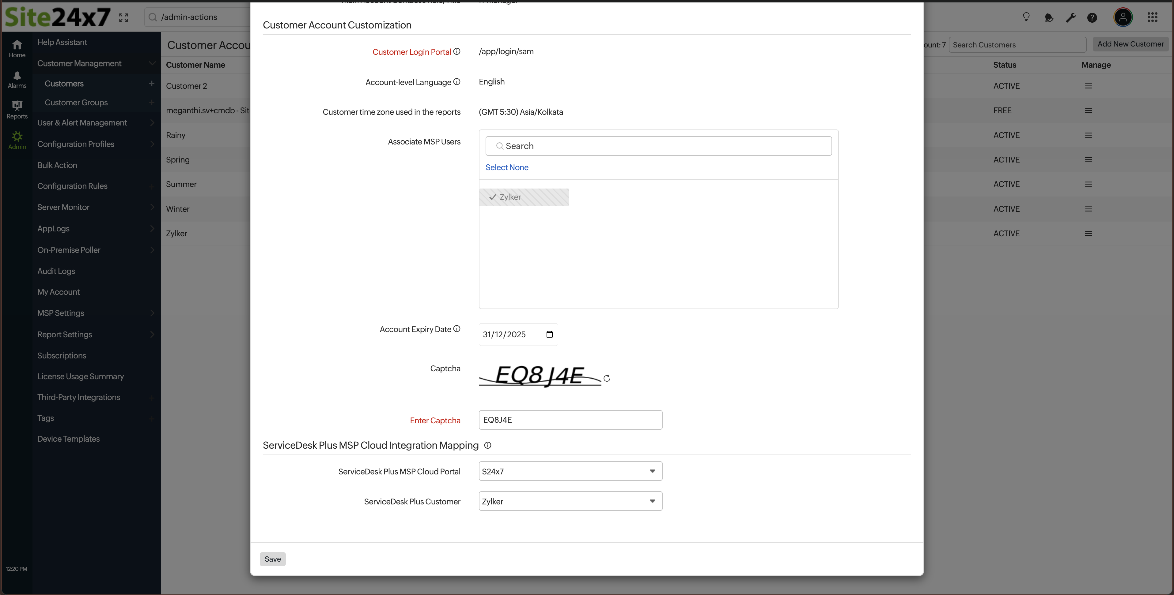 SDP MSP Cloud Add Customer SDP MSP Cloud 添加客户