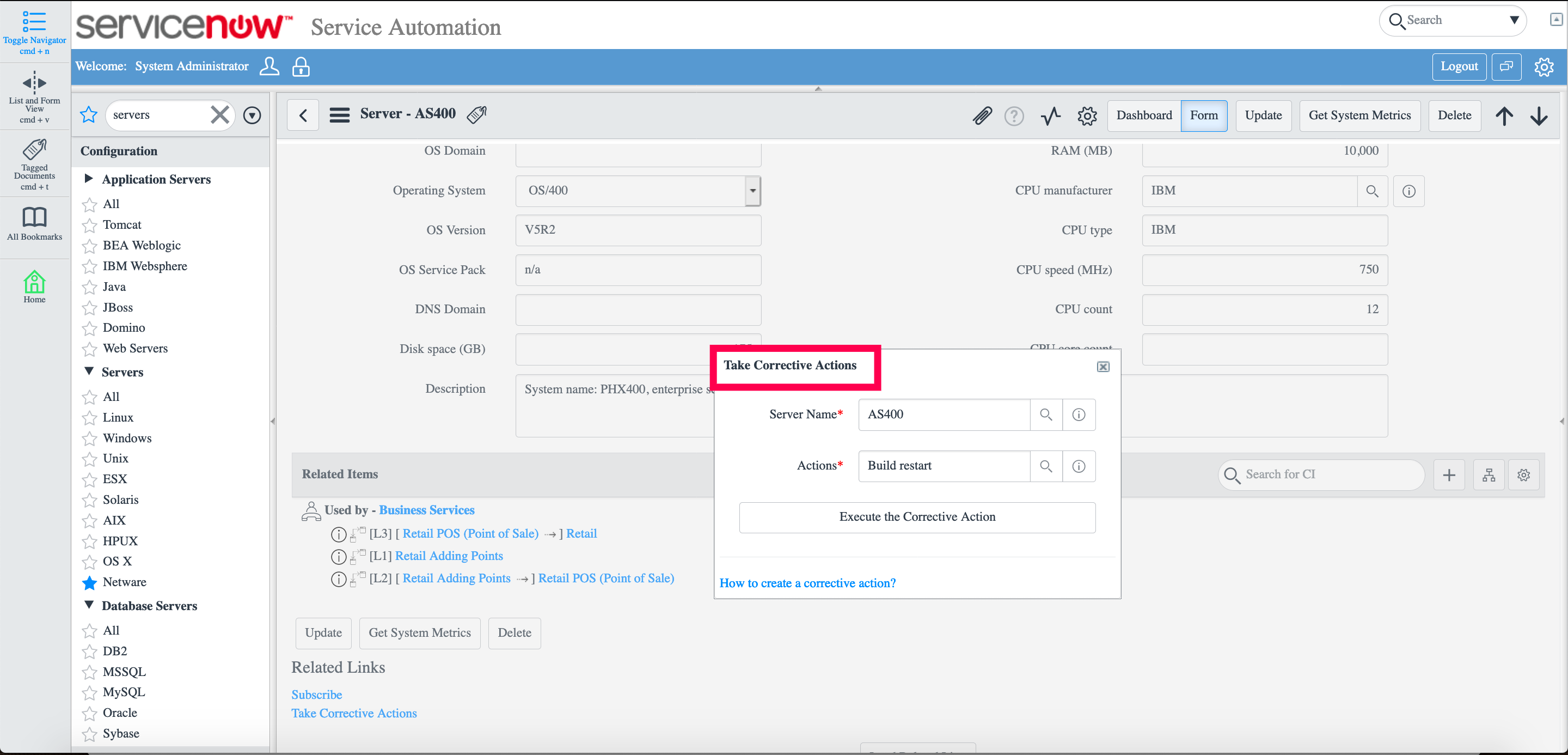 servicenow-corrective-actions ServiceNow 纠正操作