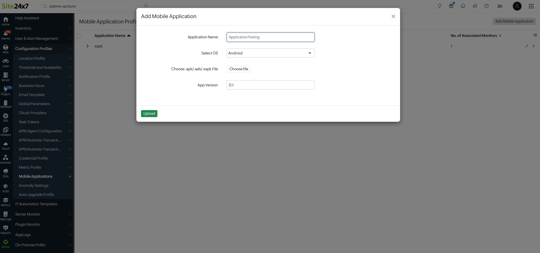 Add Mobile Application Profile 添加移动应用配置文件 - 添加