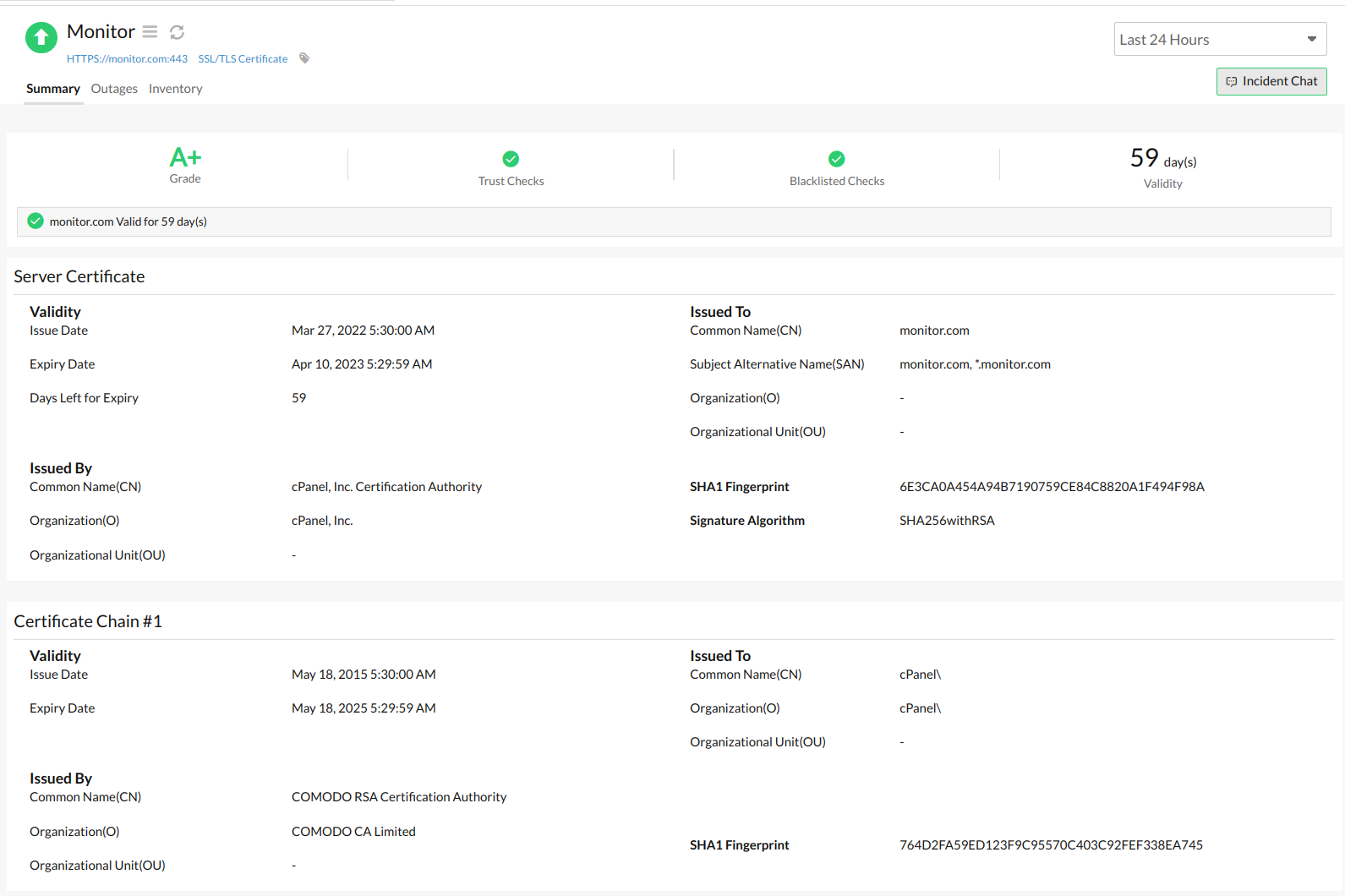 ssl-certificate-up SSL 证书监视器状态为正常时