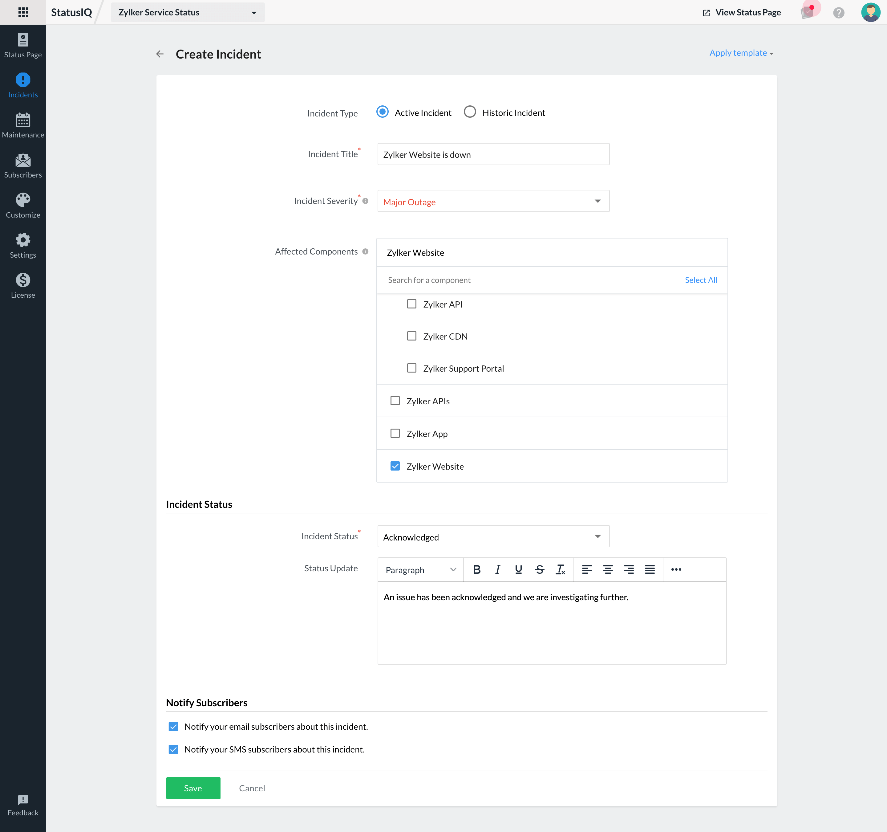 add-incident Learn how to create an incident