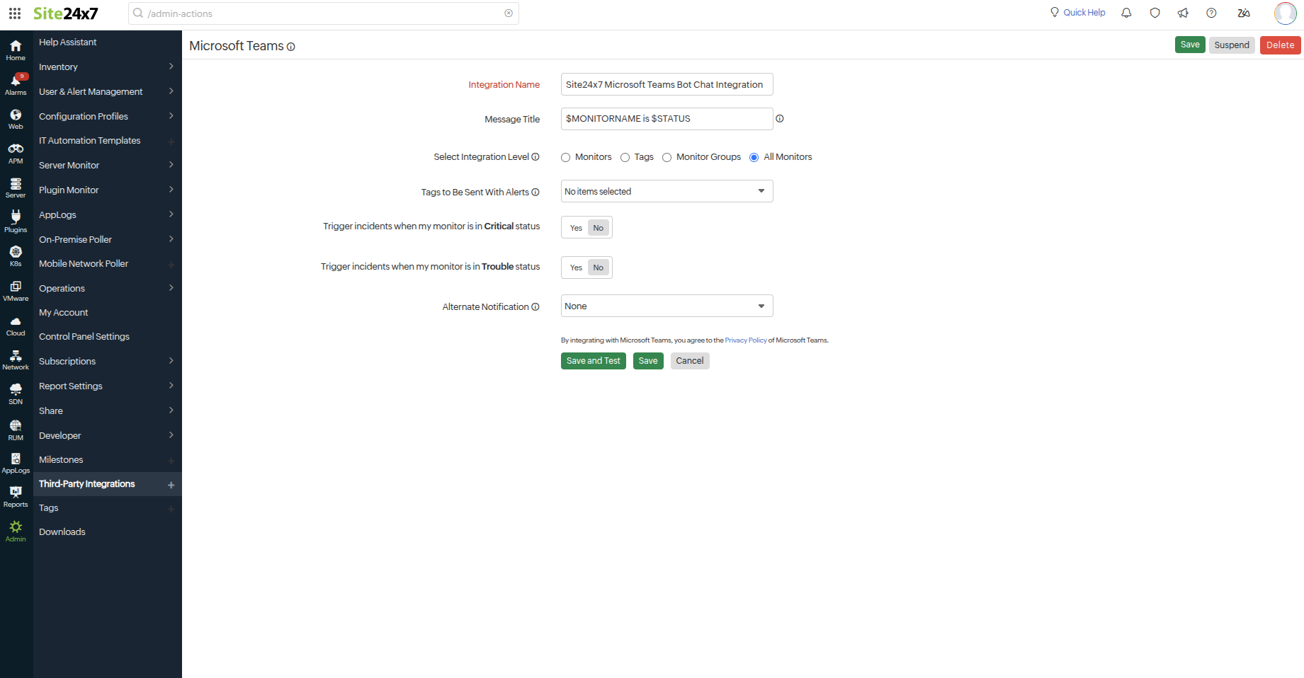 MS Integration Page
