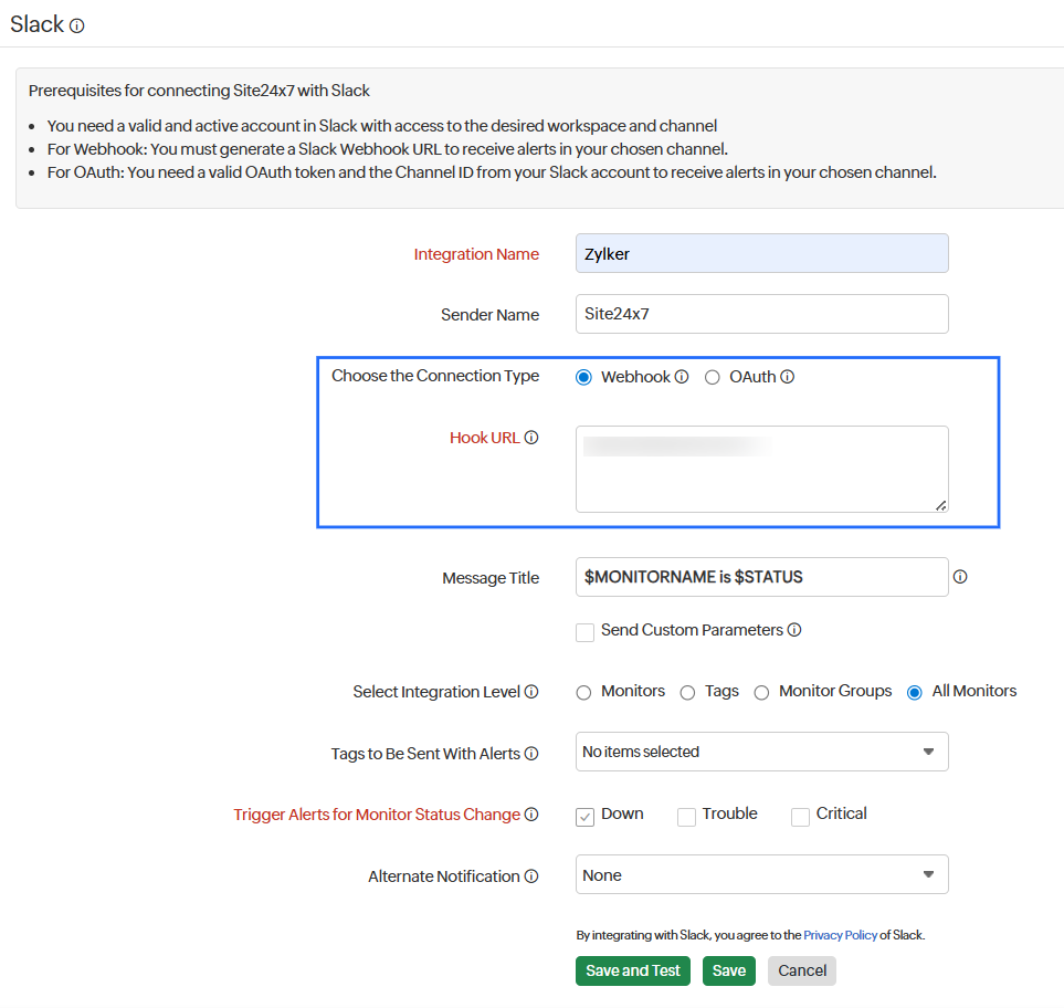 Slack Webhook 集成 Slack Webhook 集成