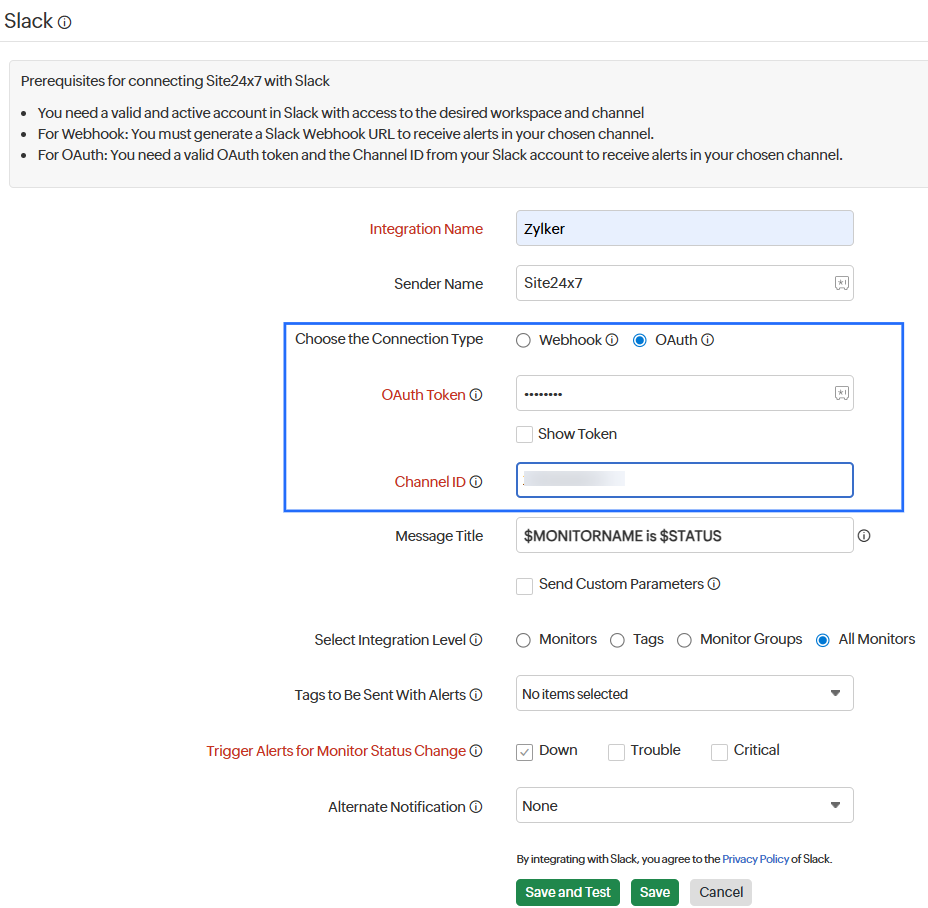 Slack 集成 OAuth Slack 集成 OAuth