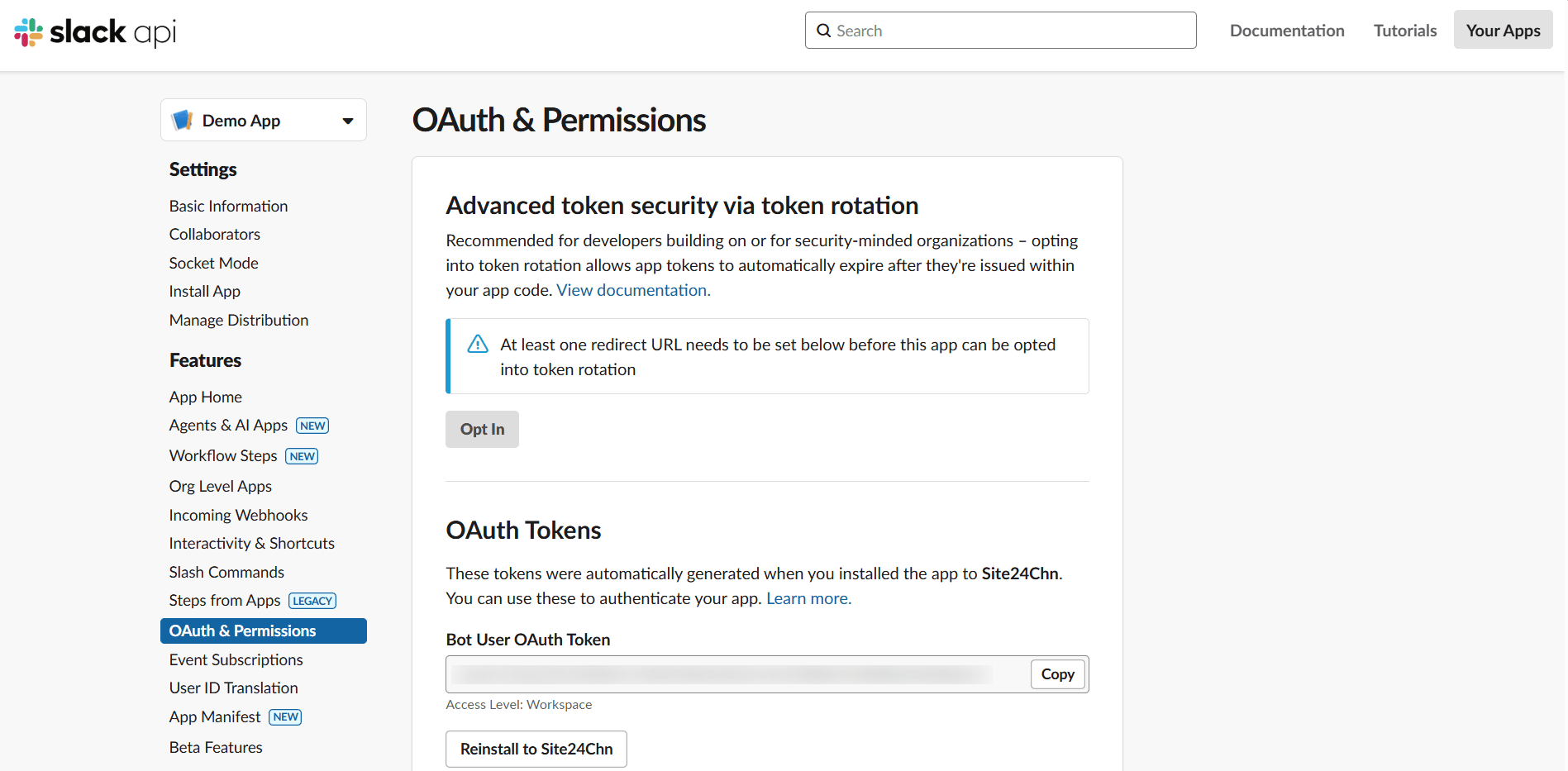 Slack OAuth 令牌 Slack OAuth 令牌