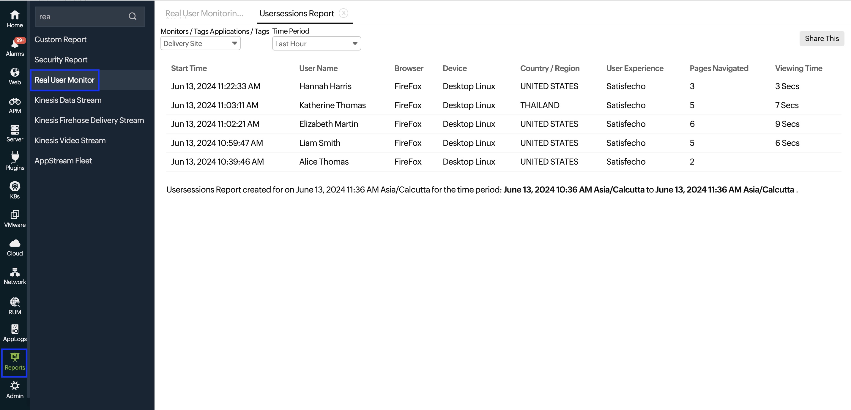 user-session-report 用户会话报表