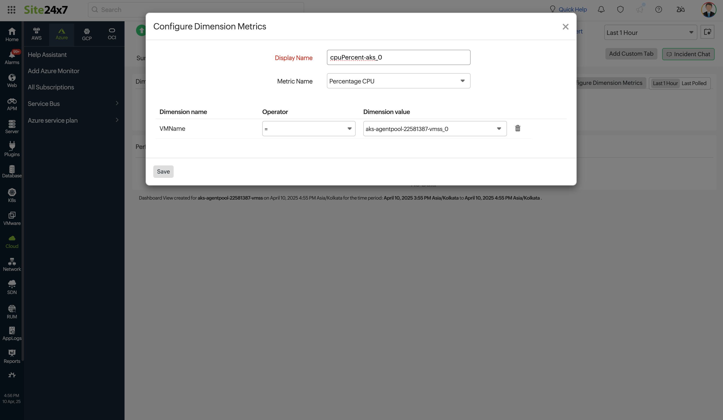 Configure Dimension Metrics 配置维度指标