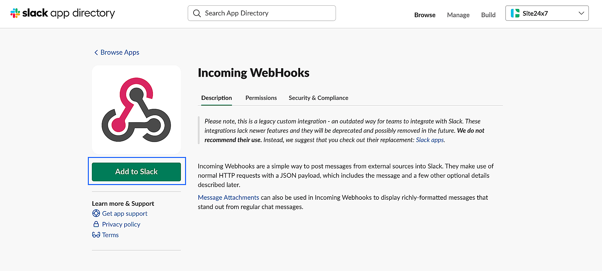 Webhooks 添加到 Slack