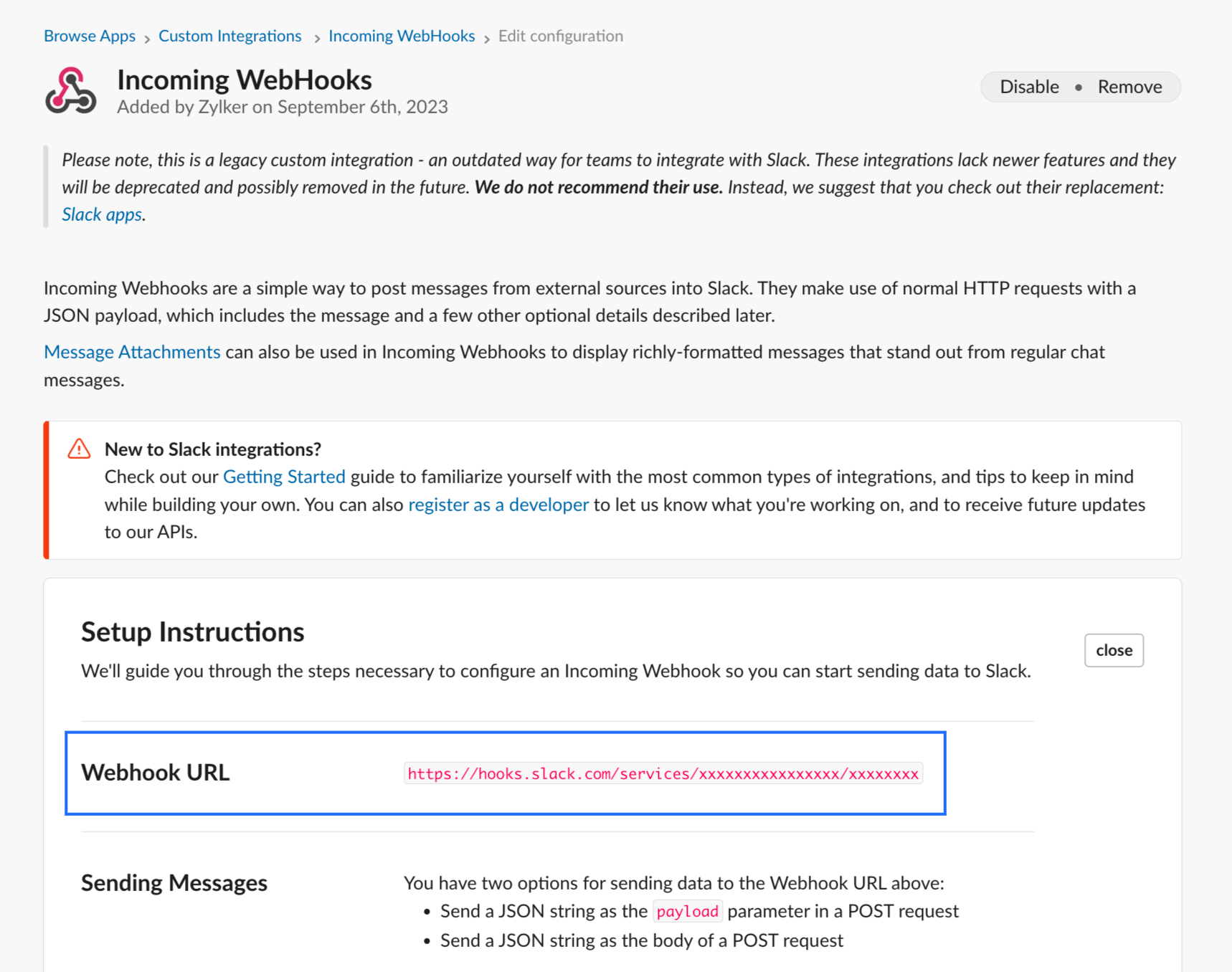 Webhooks URL